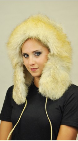 Golden fire fox fur hat Ushanka